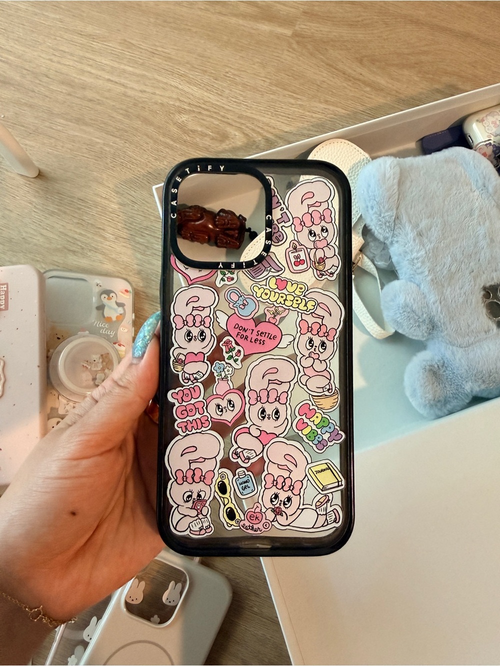 Cute Pink Bunny Sticker iPhone Case